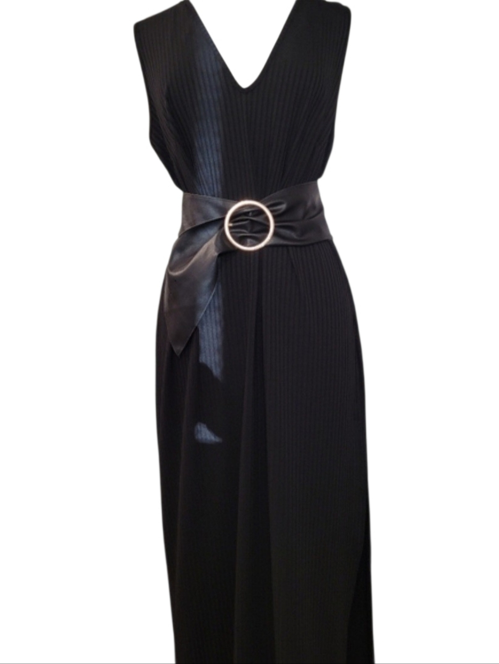 Club L Plus Size Maxi Black Ribbed Sleeveless Floor Length Jersey Dress Size 20